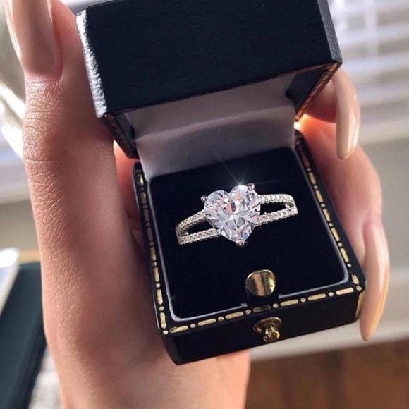 💥Sweet Pure CZ Double Layer Diamonds Lovely Heart Rings for WomenMARR9056 - Picture 5 of 5